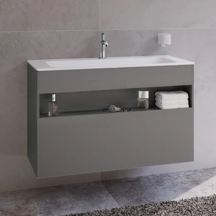 Тумба с раковиной Keuco Stageline 32872 100 см, инокс матовый, подвесная, с доводчиками