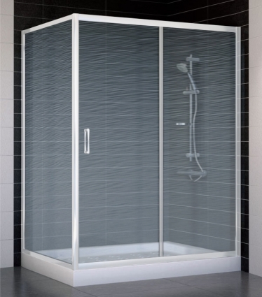 Душевой уголок Vegas Glass ZP+ZPV 140*90 01 02 стекло шиншилла, 140x90, прямоугольный, двери раздвижные