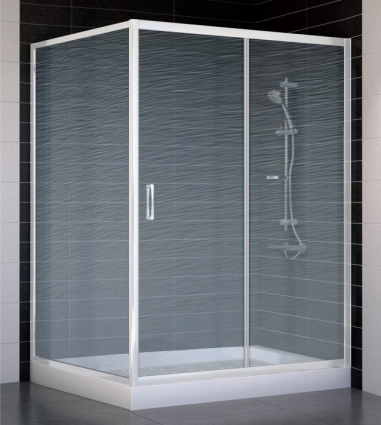 Душевой уголок Vegas Glass ZP+ZPV 140*100 01 02 стекло шиншилла, 140x100, прямоугольный, двери раздвижные