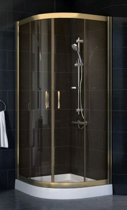 Душевой уголок Vegas Glass ZS-F 80*90 05 05 стекло бронза, 80х90, четверть круга, двери раздвижные