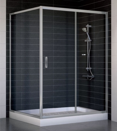 Душевой уголок Vegas Glass ZP+ZPV 140*100 07 01 стекло прозрачное, 140x100, прямоугольный, двери раздвижные