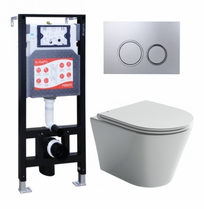 Комплект 3 в 1 инсталляция ESBANO FRAM + Унитаз подвесной Ceramica Nova Forma CN3011 + кнопка хром матовая