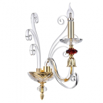 Бра Crystal Lux Catarina AP1 V2 Gold/Transparent-Cognac в стиле арт-деко, цвет янтарный