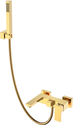 Смеситель для ванны с душем Boheme Qubic 473-G shinny gold, однорычажный, золото
