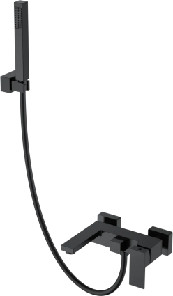 Смеситель для ванны с душем Boheme Qubic 473-B matt black, однорычажный, черный