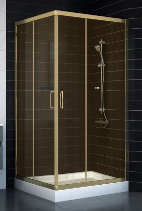 Душевой уголок Vegas Glass ZA 0100 05 05 стекло бронза, 100x100, квадратный, двери раздвижные