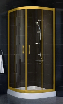 Душевой уголок Vegas Glass ZS-F 80*90 09 05 стекло бронза, 80х90, четверть круга, двери раздвижные
