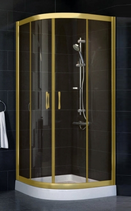 Душевой уголок Vegas Glass ZS-F 80*100 09 05 стекло бронза, 80х100, четверть круга, двери раздвижные