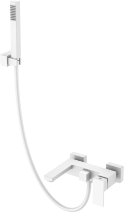 Смеситель для ванны с душем Boheme Qubic 473-MW matt white, однорычажный, белый