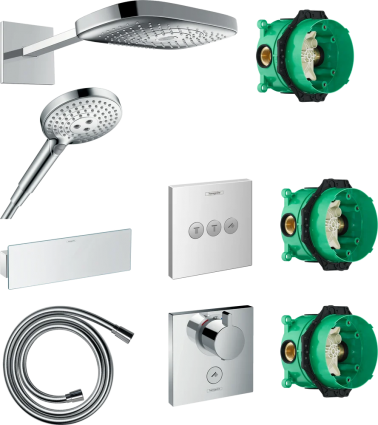 Душевой комплект Hansgrohe Raindance Select E 300 (3 jet) 26468000 + 26530000 + 28272000 + 26456000 + 15760000 + 15764000 хром