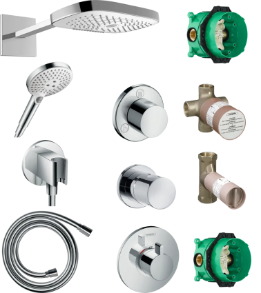 Душевой комплект Hansgrohe Raindance Select E 300 (3 jet) 26468400 + 26530400 + 26487000 + 28276000 + 15932000 + 15972000 хром