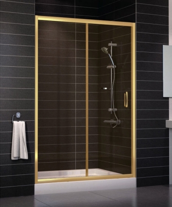 Душевая дверь в нишу Vegas Glass ZP 0130 09 05 стекло бронза, 130, раздвижная, профиль золото
