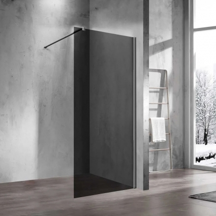 Душевая перегородка Vincea Walk-in VSW-1H900CGGM 90 см, профиль вороненая сталь, стекло тонированное в современном стиле