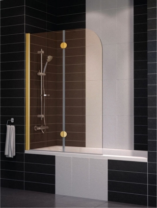 Шторка на ванну Vegas Glass E2V 0120 09 05 L профиль золото, стекло бронза, складная, левая