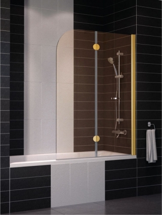 Шторка на ванну Vegas Glass E2V 0120 09 05 R профиль золото, стекло бронза, складная, правая
