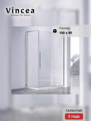 Душевой уголок Vincea Slim-N VSR-4SN9010CL 100х90 см, профиль хром, с покрытием анти-капля