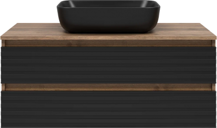 Тумба для комплекта Brevita Dakota 100 подвесная, дуб галифакс олово, черный кварц, матовая, с ящиками