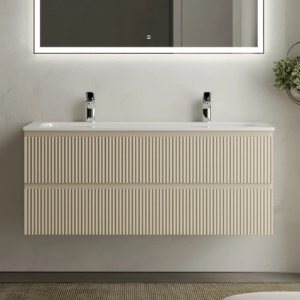 Тумба с раковиной Sancos Snob R 120 см, beige soft, раковина CN7016, подвесная, матовая