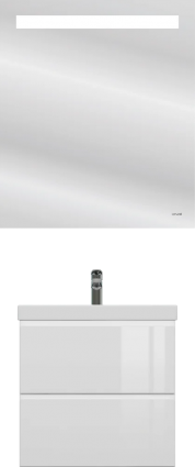 Мебель для ванной Cersanit Moduo 60, раковина Como 60, зеркало LED 010 base 60, с подсветкой, подвесная, глянцевая