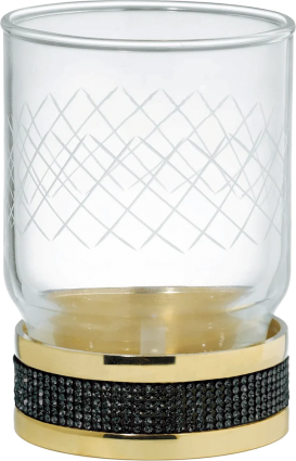 Стакан Boheme Royal Cristal Black Gold настольный в стиле ретро