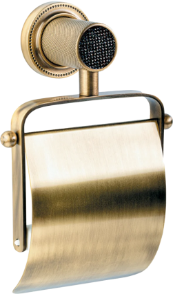 Держатель туалетной бумаги Boheme Royal Cristal Black Br с крышкой, бронза, подвесной