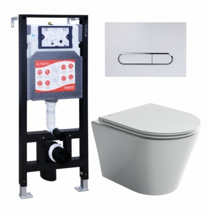 Комплект 3 в 1 инсталляция ESBANO FRAM + Унитаз подвесной Ceramica Nova Forma CN3011 + кнопка белая глянцевая