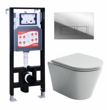 Комплект 3 в 1 инсталляция ESBANO FRAM + Унитаз подвесной Ceramica Nova Forma CN3011 + кнопка хром глянцевая