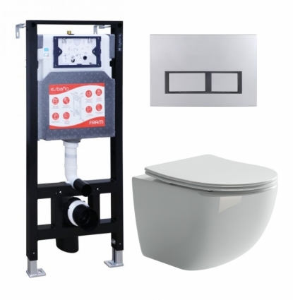 Комплект 3 в 1 инсталляция ESBANO FRAM + Унитаз подвесной Ceramica Nova Forma CN3009 + кнопка хром матовая