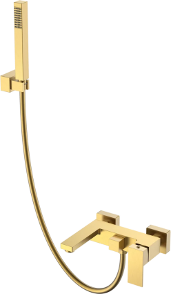 Смеситель для ванны с душем Boheme Qubic 473-MG matt gold, однорычажный, золото
