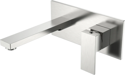 Смеситель для раковины Boheme Qubic 475-NB С ВНУТРЕННЕЙ ЧАСТЬЮ, brushed nickel, однорычажный, сталь