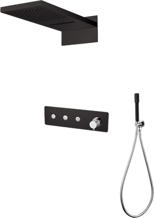 Душевой комплект Boheme Fusion 130-BCR С ВНУТРЕННЕЙ ЧАСТЬЮ, Black Chrome, шланг пластиковый 150 см