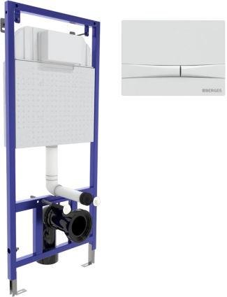 Berges Wasserhaus Система инсталляции для унитазов Berges Novum F4 с кнопкой смыва, белая soft touch, 52.5x17.5x139 см
