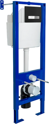 Berges Wasserhaus Система инсталляции для унитазов Berges Atom Line 410 с кнопкой смыва, черная soft touch, хром глянец, 41x37.5x138.5 см