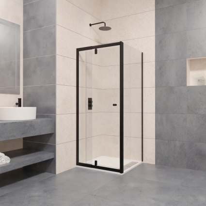 Душевой уголок RGW Passage PA-02B+70 см (67x80)х70x185 профиль черный, стекло прозрачное, двери распашные, с покрытием анти-капля