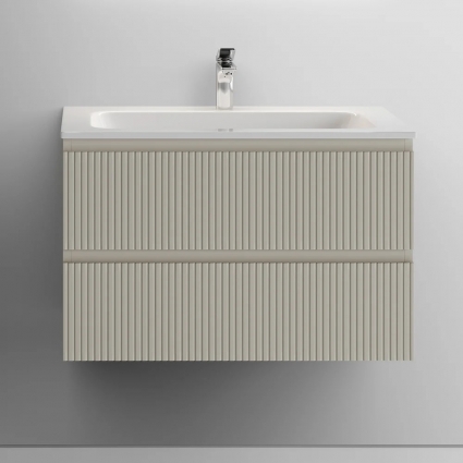 Тумба с раковиной Sancos Snob T 80 см, beige soft, подвесная, матовая