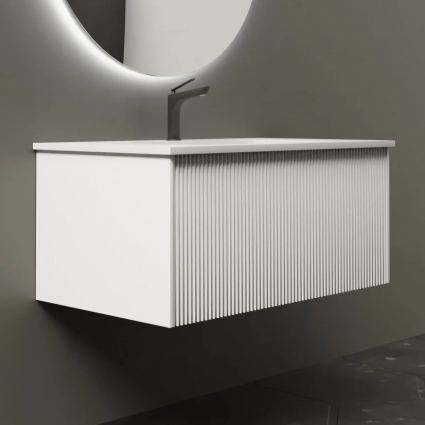 Тумба с раковиной La Fenice Terra 80 белая, подвесная, матовая