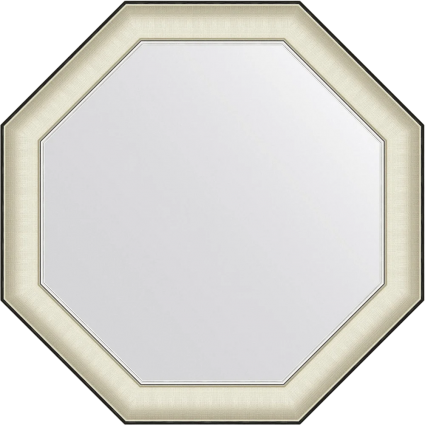 Зеркало Evoform Octagon BY 7441 74х74 белая кожа с хромом, в багетной раме в современном стиле