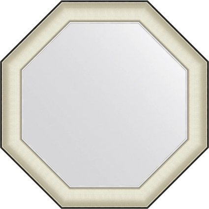 Зеркало Evoform Octagon BY 7447 69х69 белая кожа с хромом, в багетной раме в современном стиле