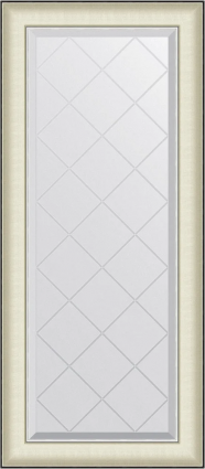Зеркало Evoform Exclusive-G BY 4566 54х124 белая кожа с хромом, с гравировкой в багетной раме в стиле ретро