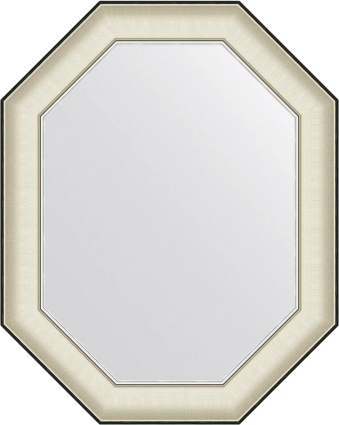 Зеркало Evoform Octagon BY 7443 59х74 белая кожа с хромом, в багетной раме в современном стиле