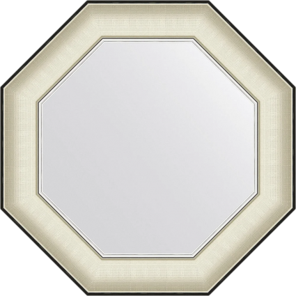Зеркало Evoform Octagon BY 7439 54х54 белая кожа с хромом, в багетной раме в современном стиле