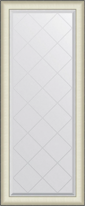 Зеркало Evoform Exclusive-G BY 4568 64х154 белая кожа с хромом, с гравировкой в багетной раме в стиле ретро