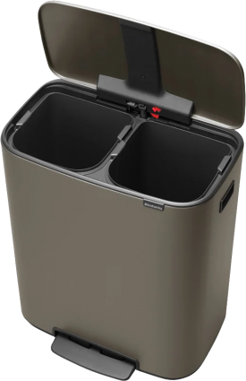 Мусорное ведро Brabantia Bo Pedal Bin 211546 30+30 л, платиновое, напольное