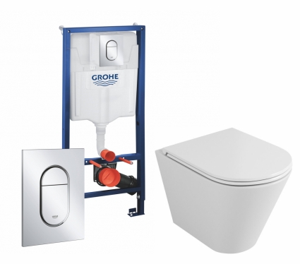 Комплект 3 в 1 инсталляция Grohe Rapid SL 39504000 + Унитаз подвесной Owl 1975 Ruta-H OWLT190304 + кнопка хром Arena Cosmopolitan