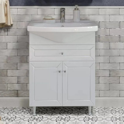 Тумба для комплекта Sanstar Бриз 65 напольная, белая, матовая, с доводчиками