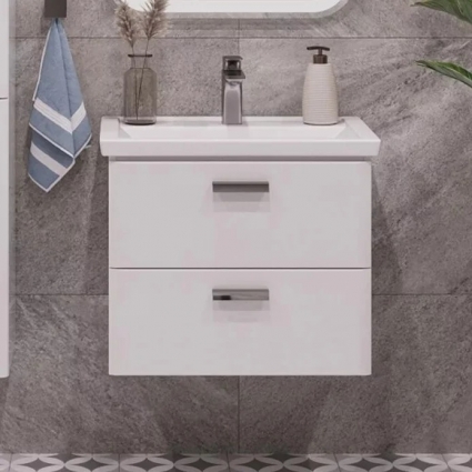Тумба для комплекта Sanstar Gretta 60 подвесная, белая, глянцевая, с ящиками