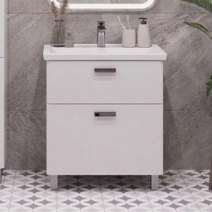 Тумба для комплекта Sanstar Gretta 80 напольная, белая, подвесная, глянцевая