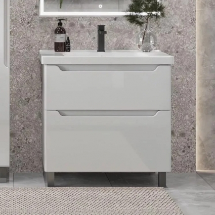 Тумба для комплекта Sanstar Lanciano 80 напольная, белая, подвесная, глянцевая