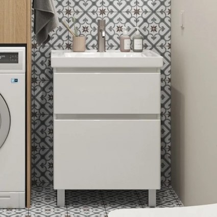 Тумба с раковиной Sanstar Riana 60, подвесная, глянцевая, с ящиками