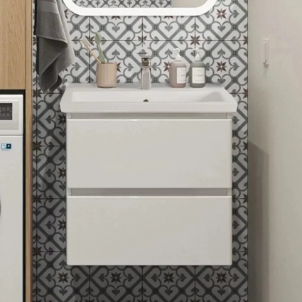 Тумба для комплекта Sanstar Riana 60 подвесная, белая, глянцевая, с ящиками